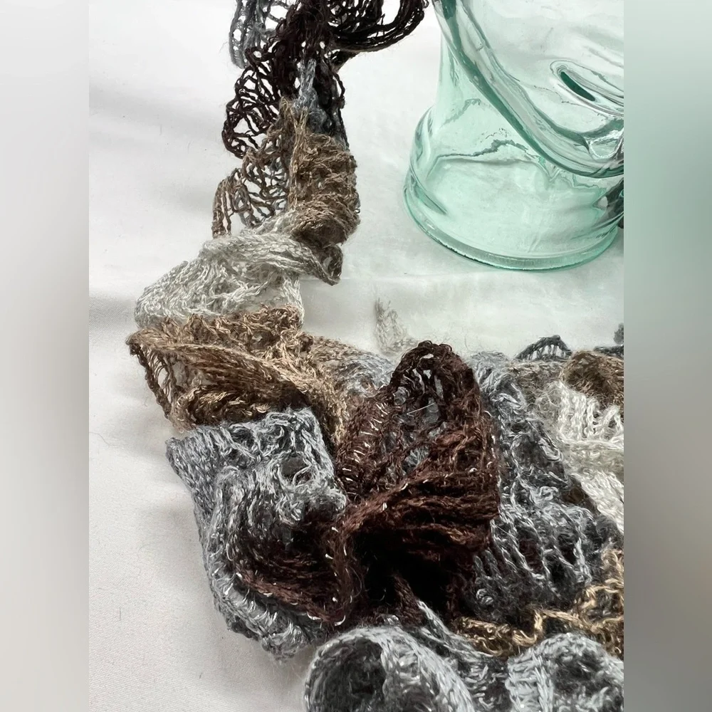 Handmade Crochet Scarf in Earth Tones